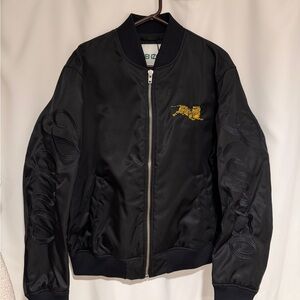 KENZO Black Bomber Jacket with Yellow Tiger Detail